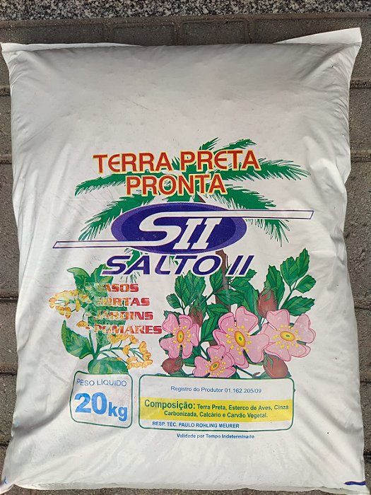 Terra Preta Adubada Preparada Pronto Para O Uso de 20kg Suculenta Horta Flores Planta