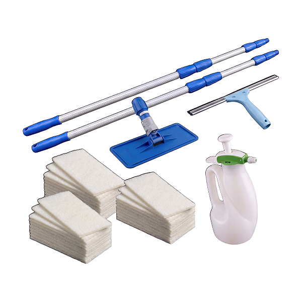 Kit Equipamentos Limpeza Seco Lavee (2 hastes, suporte, rodo, pulverizador 1,2 L e 30 fibras)