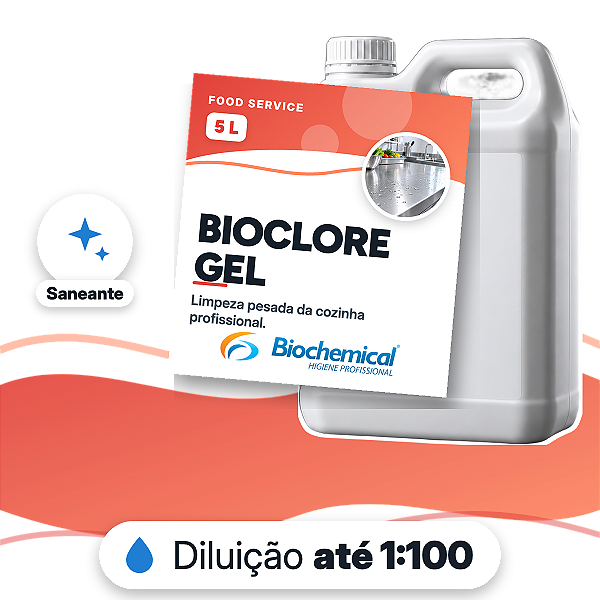 Bioclore Gel - Detergente alcalino clorado com ação espumante - 05 L