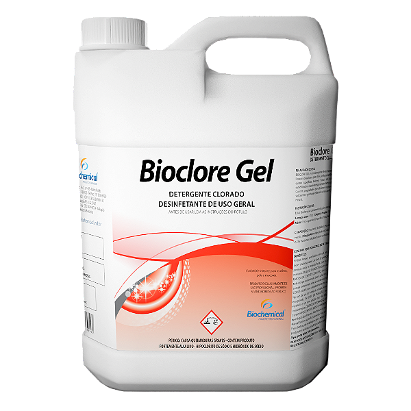 Bioclore Gel - Detergente alcalino clorado com ação espumante - 05 L
