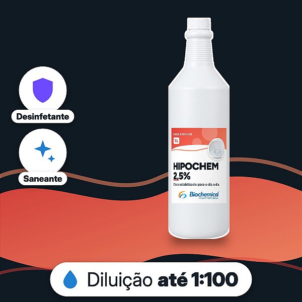 Hipochem 2,5% - Desinfetante a base de cloro estabilizado - 01 L