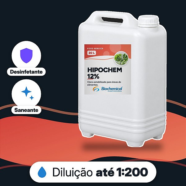 Hipochem 12% - Desinfetante a base de cloro estabilizado - 20 L