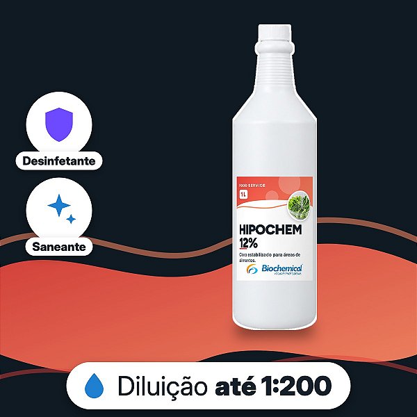 Hipochem 12% - Desinfetante a base de cloro estabilizado - 01 L