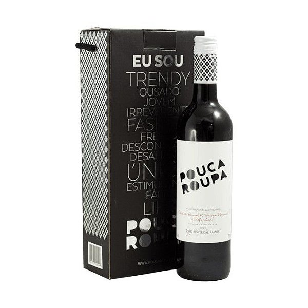 Kit Vinho Português Tinto Seco Pouca Roupa na caixa com alça com 2 garrafas 750ml