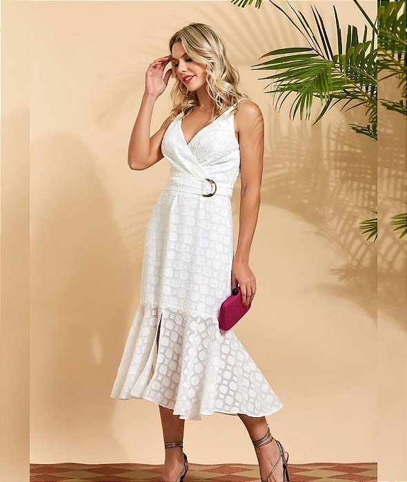 vestido midi alça fina