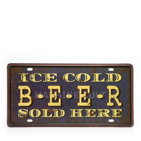 Placa Decorativa em Metal - Cold Beer - alto relevo