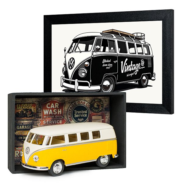 Presente Perua Kombi - Super Kit Miniatura Quadro e Expositor