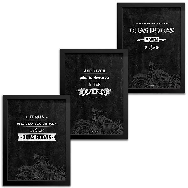 Kit Quadros Decorativos Frase Moto - 23x33cm