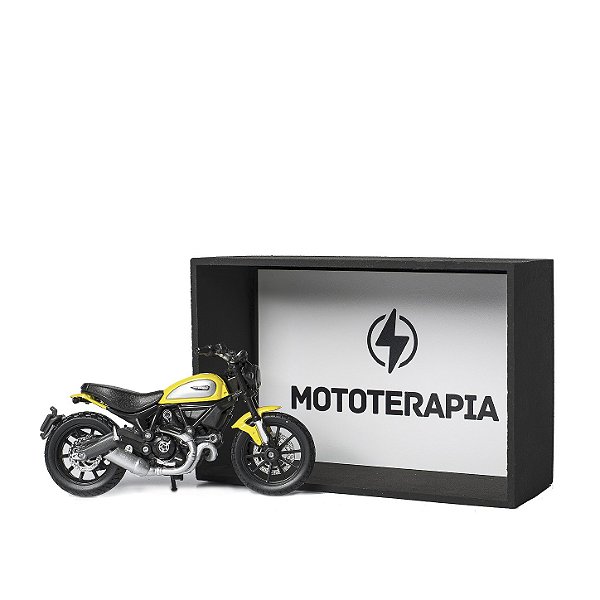 Kit Miniatura Ducati Scrambler Icon 1:18 com Expositor e Postal