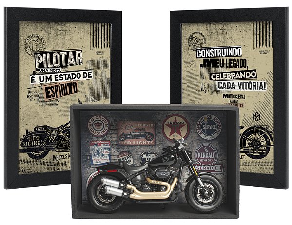 Kit Miniatura Harley-Davidson Fat Bob Preta - KIT