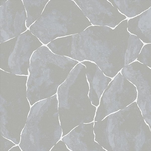 Papel de Parede Vip1006 Marmore Prata - Rolo Fechado de 53cm x 10M