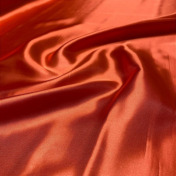 Tecido Cetim Liso Laranja Charmousse 1,40x1,00m Para Roupas e Decorações