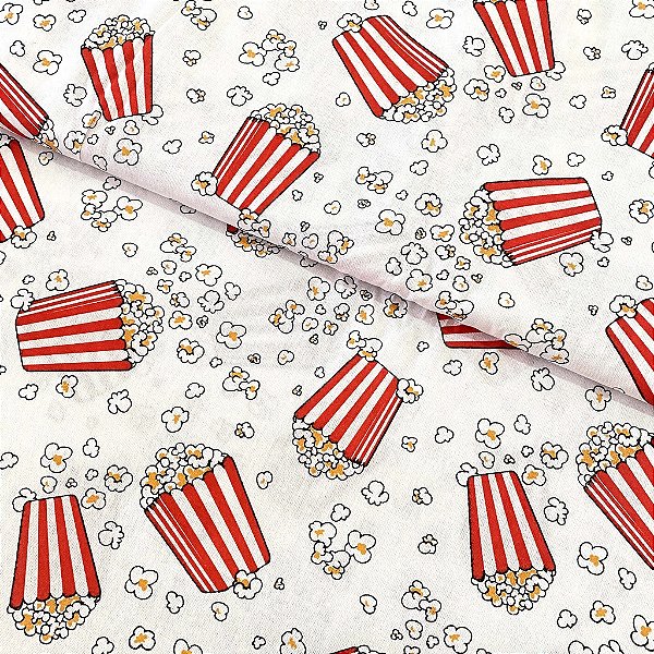 Tecido Tricoline Estampado Pipoca Cinema 1,40m Artesanatos