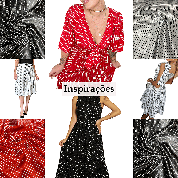 Tecido Cetim Estampa Poá mini 1,40m Para Fantasias e Decoração de Festas