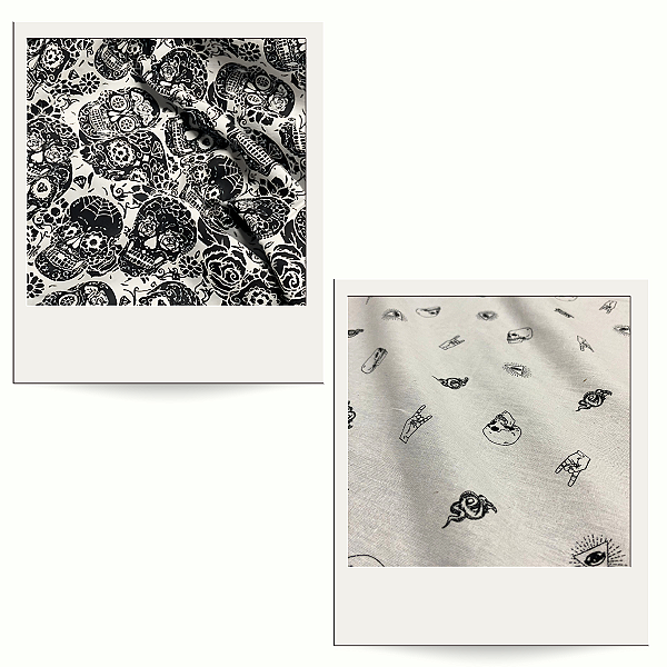 Tecido Tricoline Estampado Caveirinha 100% Algodão 1,40m Artesanatos