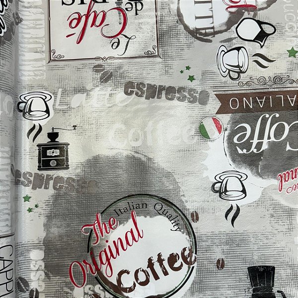 Toalha de Mesa Térmica Plástica Coffe Italiano 1,40m Para Decorações de Cozinha