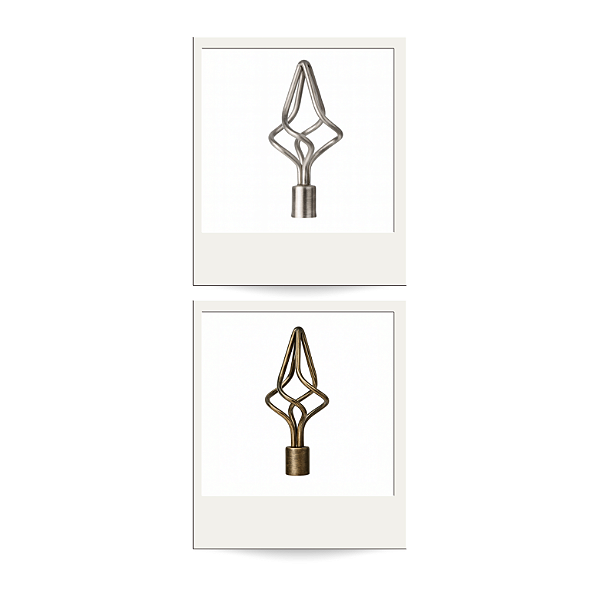 Ponteira de Cortina Chama Torcida Para Varão Grosso 28mm Decoração Casa
