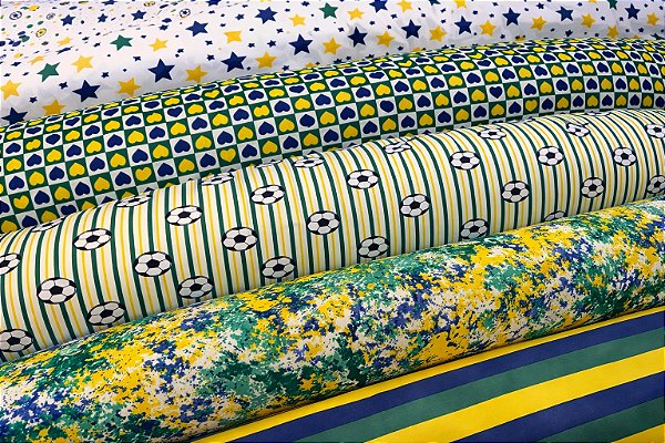 Tecido Malha Estampada Brasil Verde Amarelo 1,80m Para Decorações e Moda Copa do Mundo