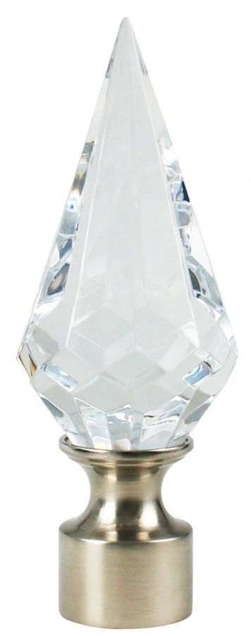 Ponteira Diamante Cristal Base Aço Escovado-28mm