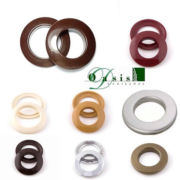 Kit 10 peças de Ilhós Para Varão 19mm de Cortina