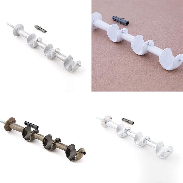 KIT Par de Suporte Triplo Para Varão de Cortina 19x19x19mm Decoração
