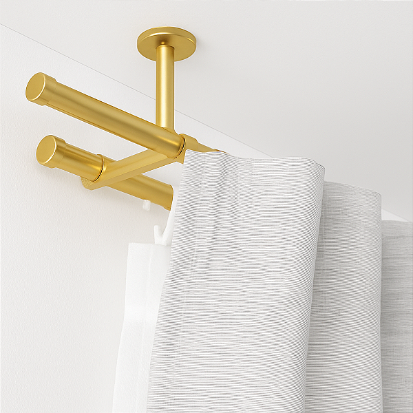 Kit 2 Suportes Duplo de Teto Alongado Dourado para Cortina 19x28mm Decorativos