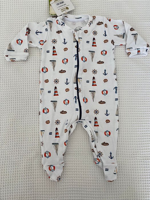 Macacão de Zíper Algodão Egípcio Náutico Mini Bear