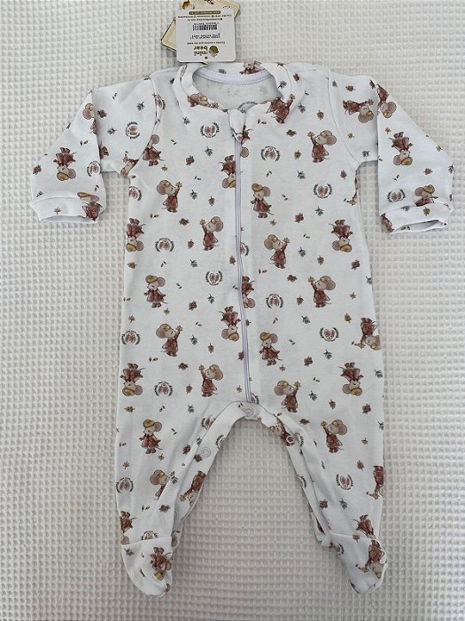Macacão de Zíper Algodão Egípcio Ratinha Paris Mini Bear