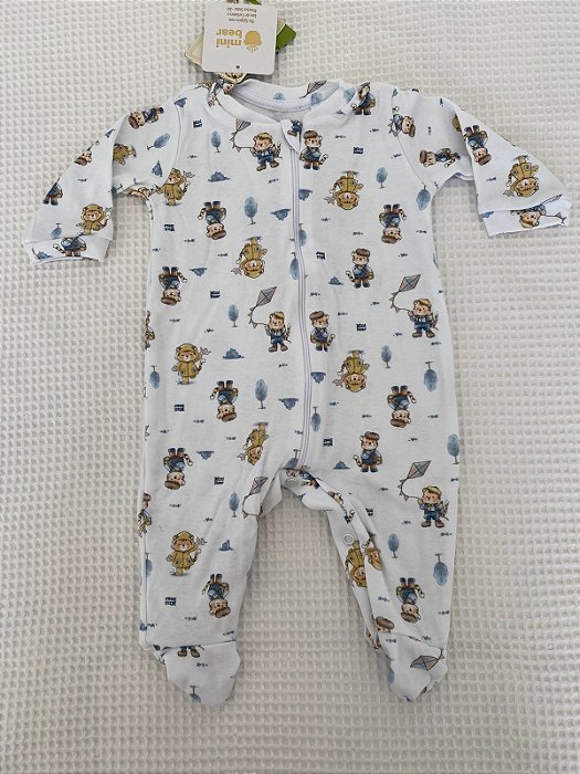 Macacão de Zíper Algodão Egípcio Tigrinho Mini Bear