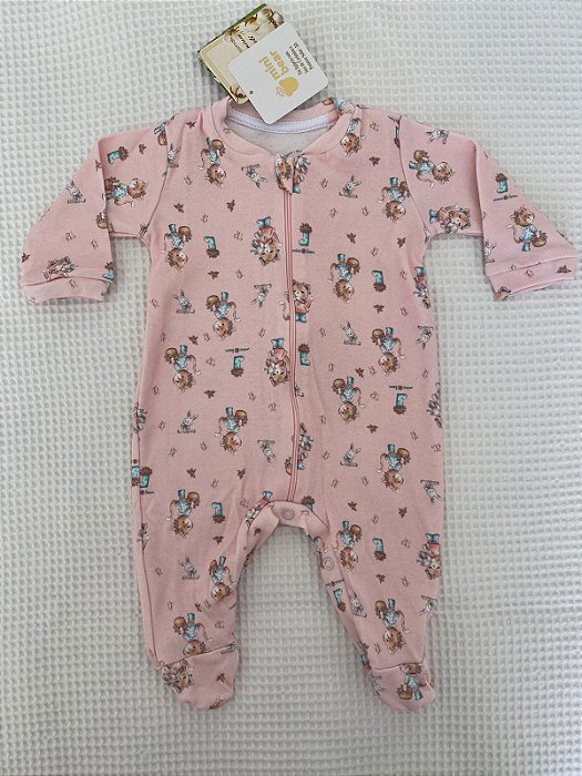 Macacão de Zíper Algodão Egípcio Gatinha Jardim Mini Bear