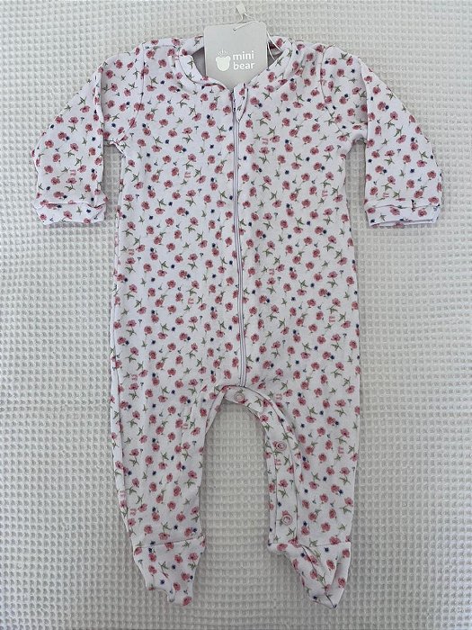 Macacão de Zíper Algodão Egípcio Floral Lisboa Mini Bear