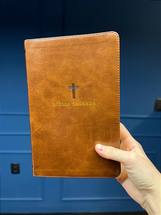 Bíblia Sagrada Nvi Couro Soft Marrom Letra Grande Com Índice Palavras De Jesus Em Vermelho