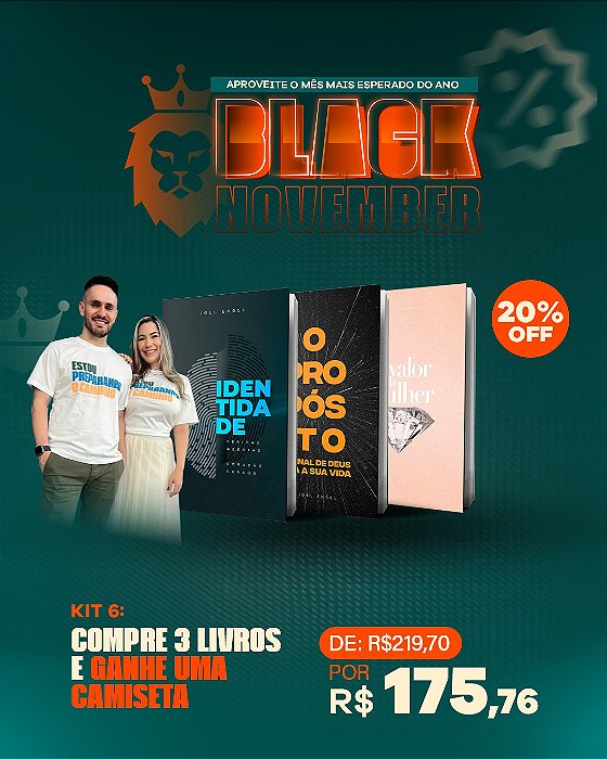 Kit 5 - Compre 3 livros e ganhe uma camiseta