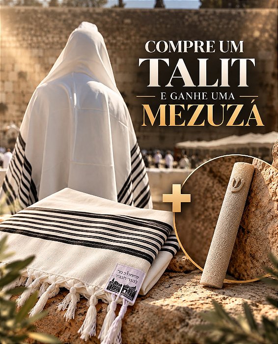 Compre um Talit e ganhe uma Mezuzá | Talit Jumbo Preto