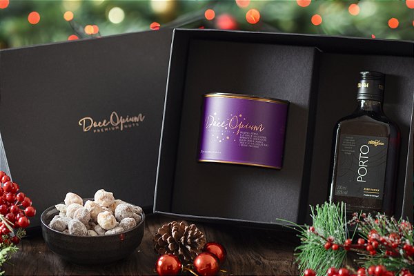 Caixa Premium com Mix de Nuts e Vinho do Porto.