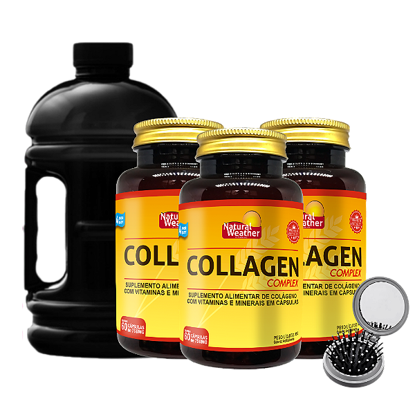 Collagen Complex Natural Weather – Colágeno Hidrolisado com Vitaminas | Kit 3 Unidades