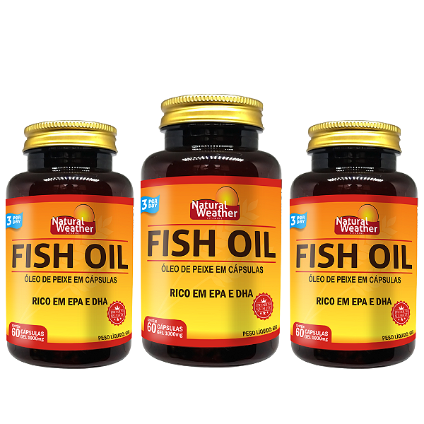 Ômega 3 Fish Oil 1000mg 3 Unidades - Natural Weather - 60 Cápsulas