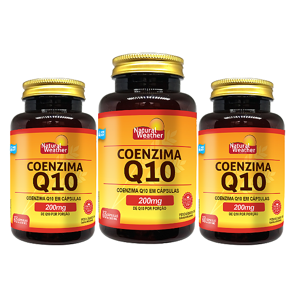 Coenzima Q10 200 Mg Por Porção -  3 Unid - Natural Weather – 60 Cápsulas