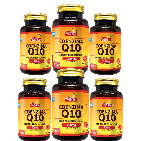 Coenzima Q10 200 Mg Por Porção -  6 Unid - Natural Weather – 60 Cápsulas