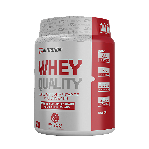 Whey Quality Proteína 2W - 900g com Glutamina, Creatina, L-Lisina, Vitaminas E, C e B6 | MD Nutrition