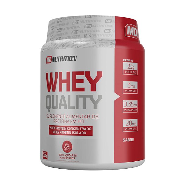 Whey Quality - Md Nutrition - 900 GR - Zero Açúcares Adicionados - com Glutamina, Creatina, L-Lisina, Vitaminas E, C e B6