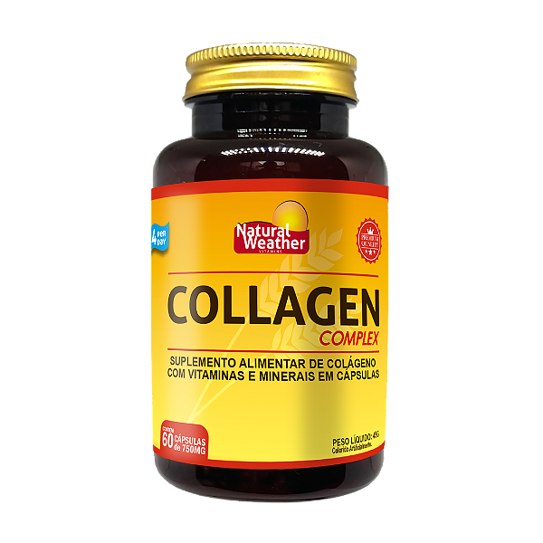 Collagen Complex Natural Weather – Colágeno Hidrolisado com Vitaminas e Minerais – 60 Cápsulas