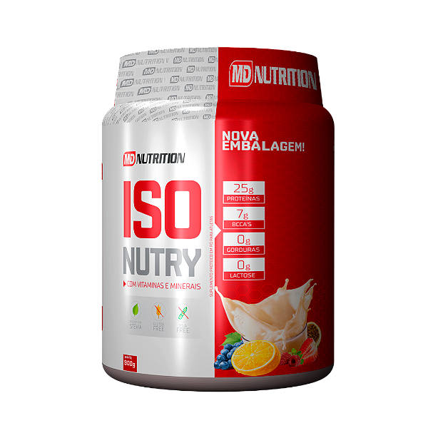 ISO NUTRY Whey Protein Isolado – com Glutamina, BCAA e Polivitamínico – Zero Glúten e Lactose – Sem Sabor – 900 g | MD Nutrition