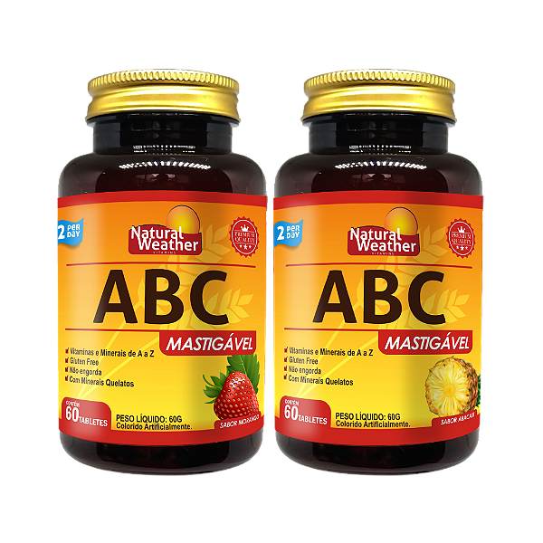 ABC Polivitamínico Mastigável – Sabores Abacaxi e Morango – 60 Comprimidos | Natural Weather