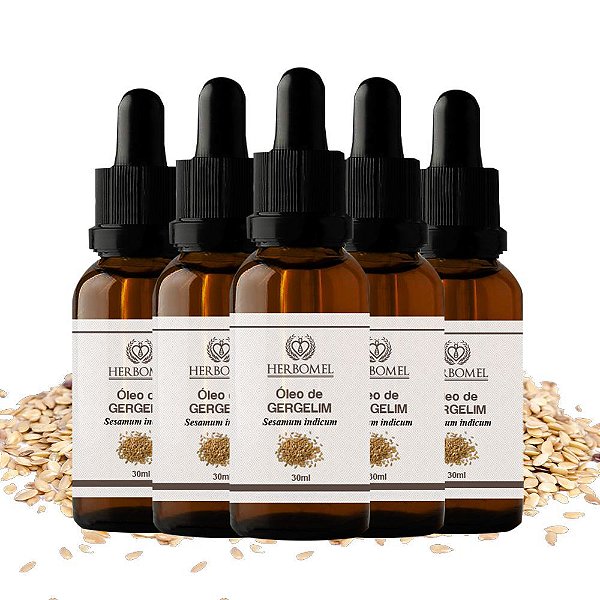 Kit 05 Óleo Vegetal Gergelim 30ml HerboMel Natural