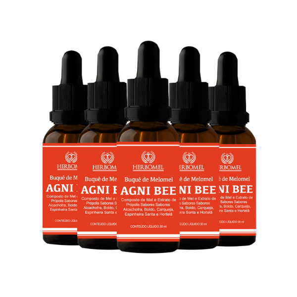 Kit 05 Melomel Agni Bee Digestivo 30ml HerboMel Natural