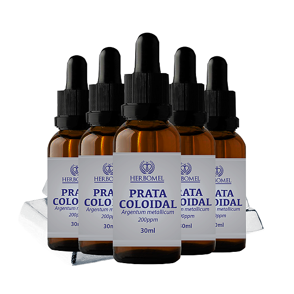 Kit 05 Unidades Prata Coloidal 30ml 200ppm HerboMel Natural