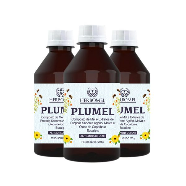 Kit 03 Unidades Plumel Xarope 200g HerboMel Natural