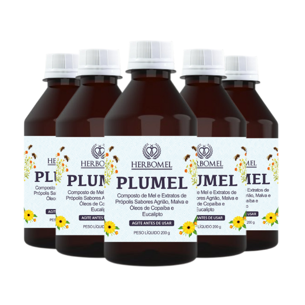 Kit 05 Unidades Plumel Xarope 200g HerboMel Natural