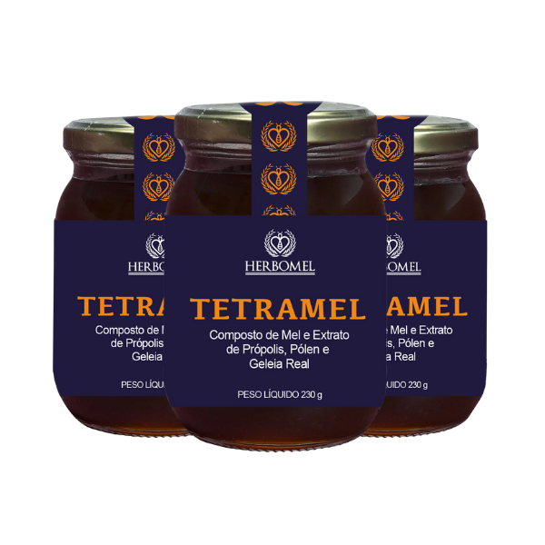 Kit 03 Unidades Tetramel 230g HerboMel Natural